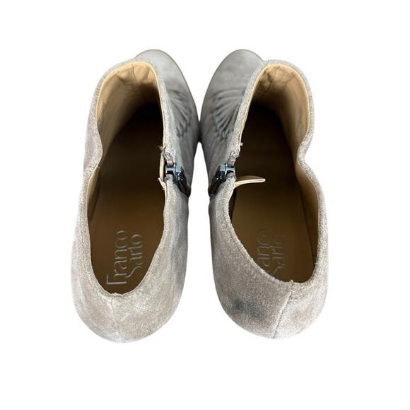 Franco Sarto Destiny Leather Suede Woven Chunky High Heels Shoes Booties sz 9.5 - Picture 10 of 16